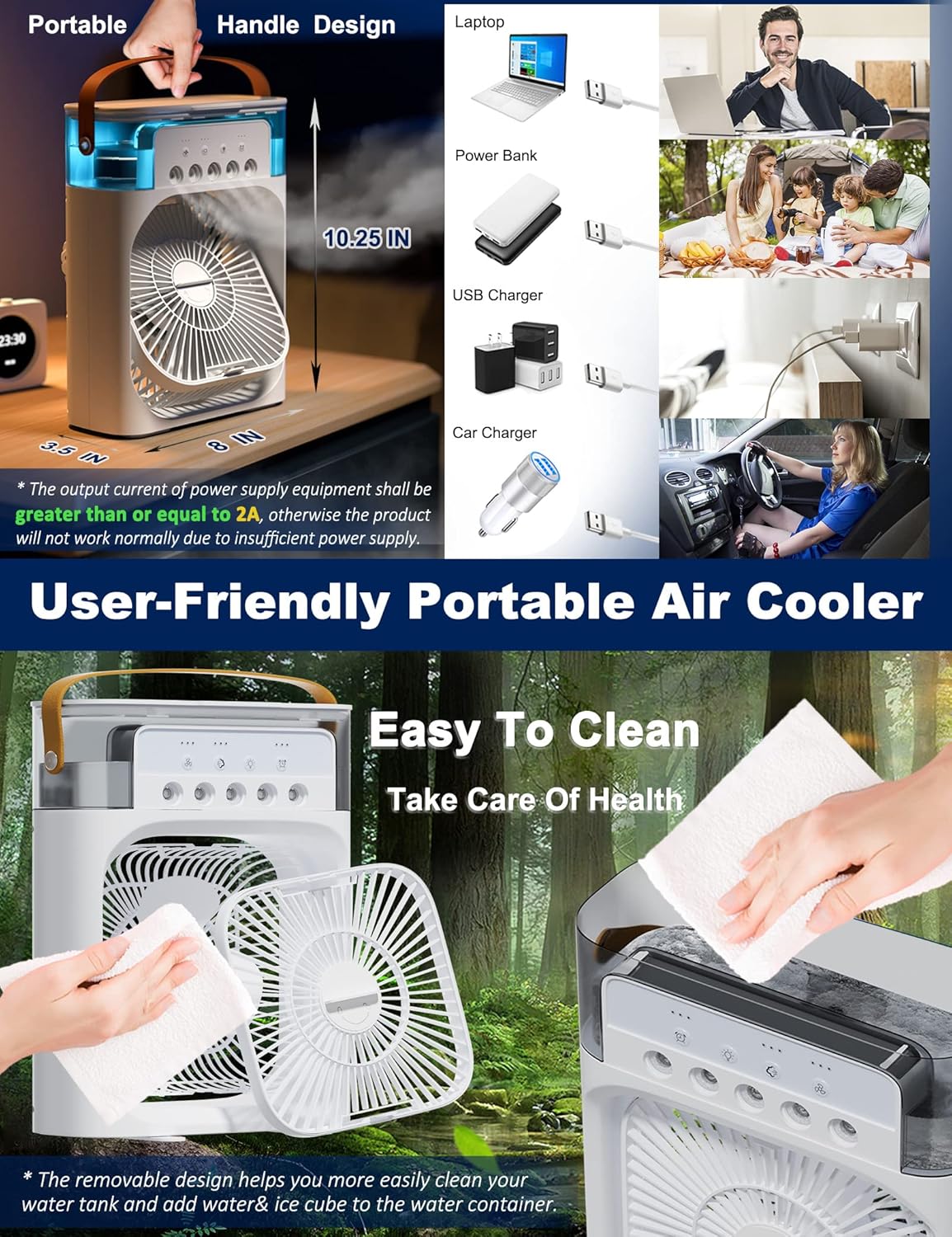 MINI VENTILADOR DE AIRE CON HUMIFICADOR