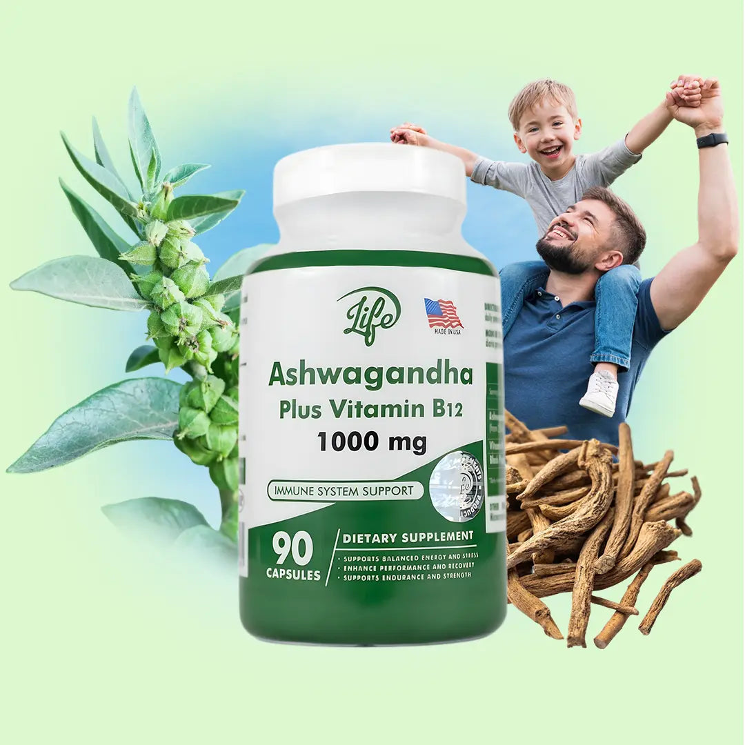 ASHAWAGANDA (GINSENG INDIO) + B12 X 90 CAPSULAS