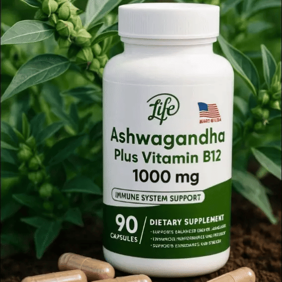 ASHAWAGANDA (GINSENG INDIO) + B12 X 90 CAPSULAS