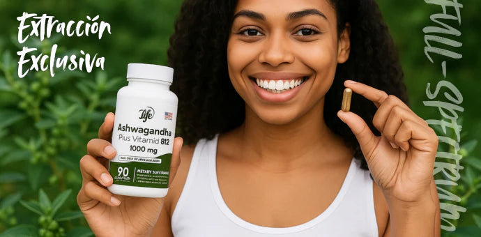 ASHAWAGANDA (GINSENG INDIO) + B12 X 90 CAPSULAS