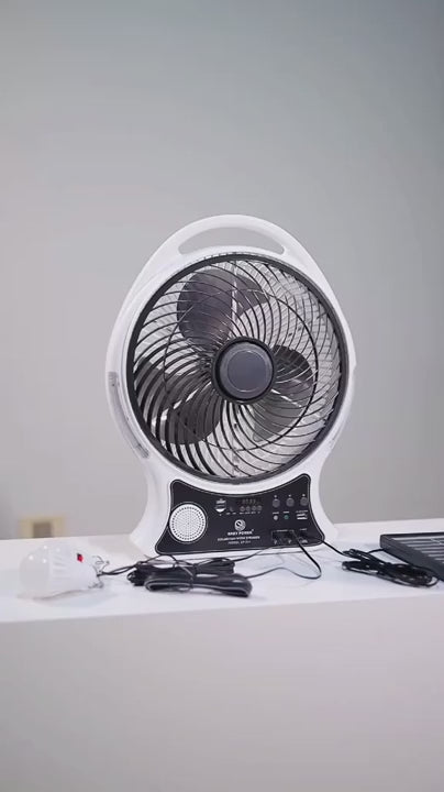 ABANICO RECARGABLE SOLAR CON ALTA VOZ